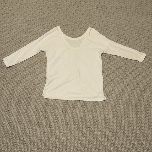 James Perse Scoop Back Pocket Tee 100% Cotton 3/4 Sleeve Side Slit White 1 Small - Picture 7 of 7